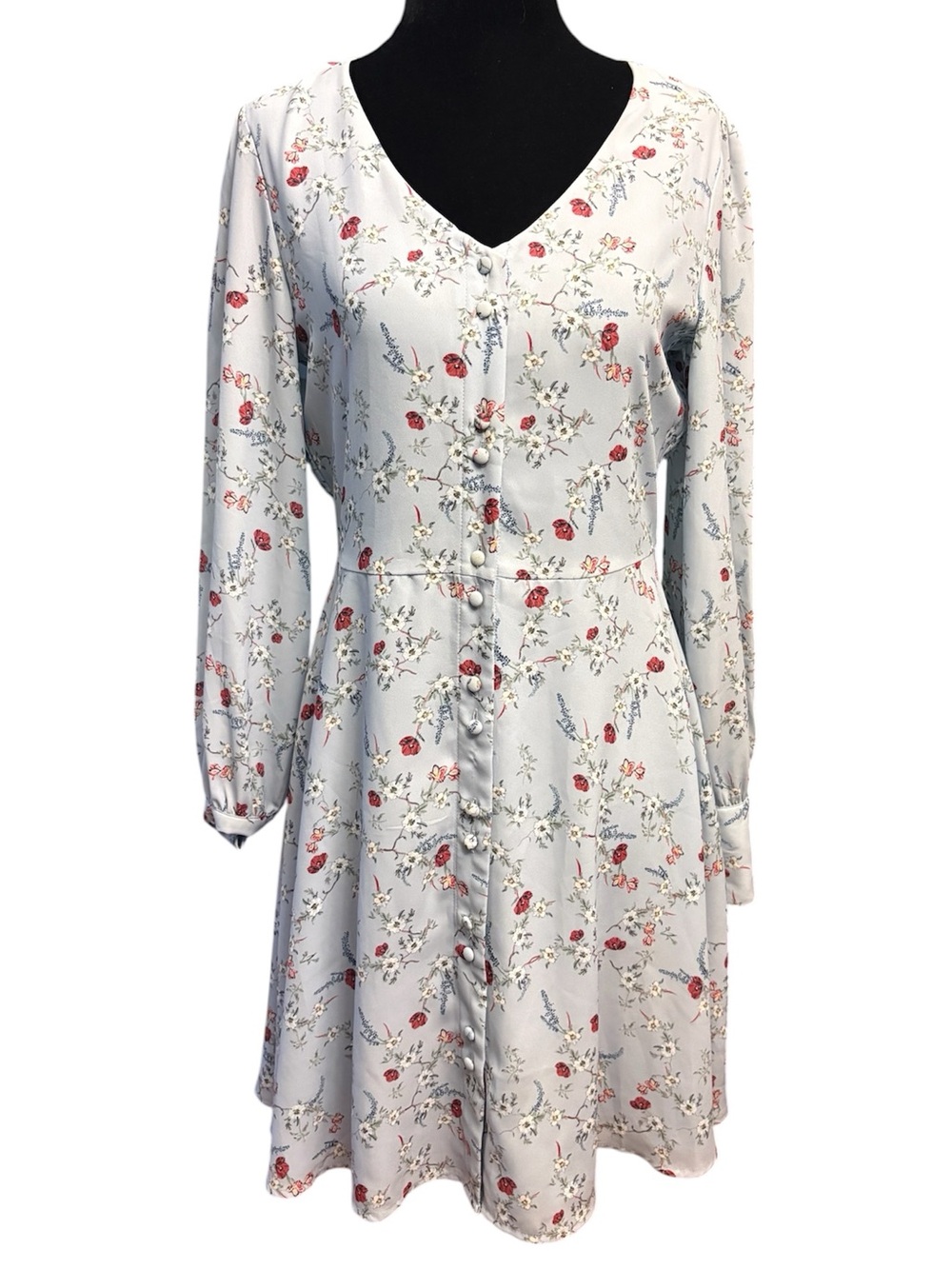 Frank and Oak blue floral button up dress size small